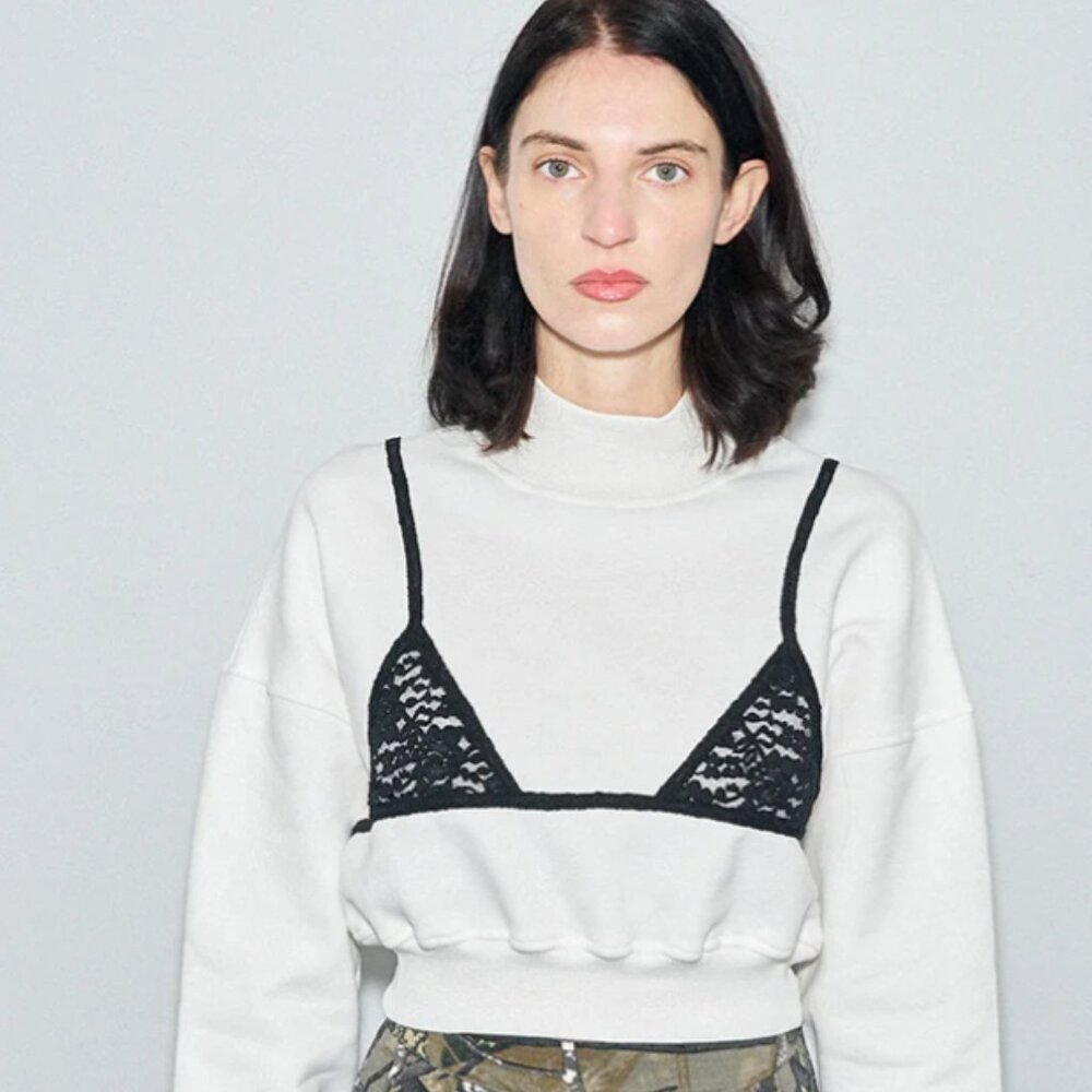 Fashion Brand Company Lace Bikini Body Rocky Sweatshirt - White/Black (M)